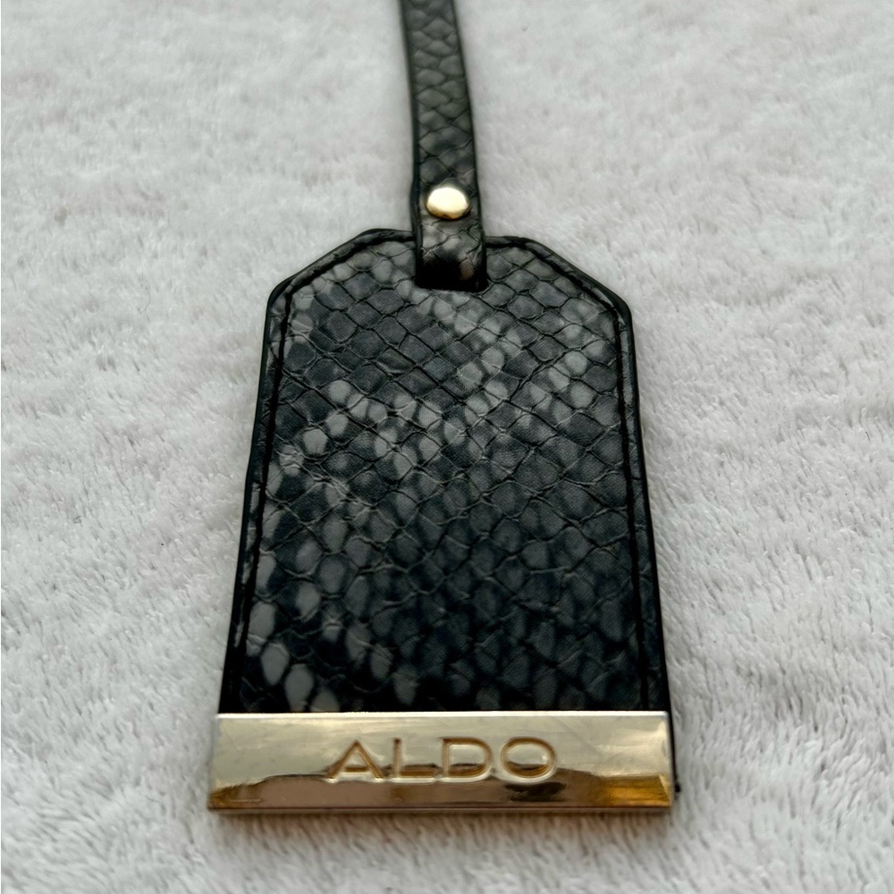 Aldo Charm Black & Gold Snakeskin Tag Bag